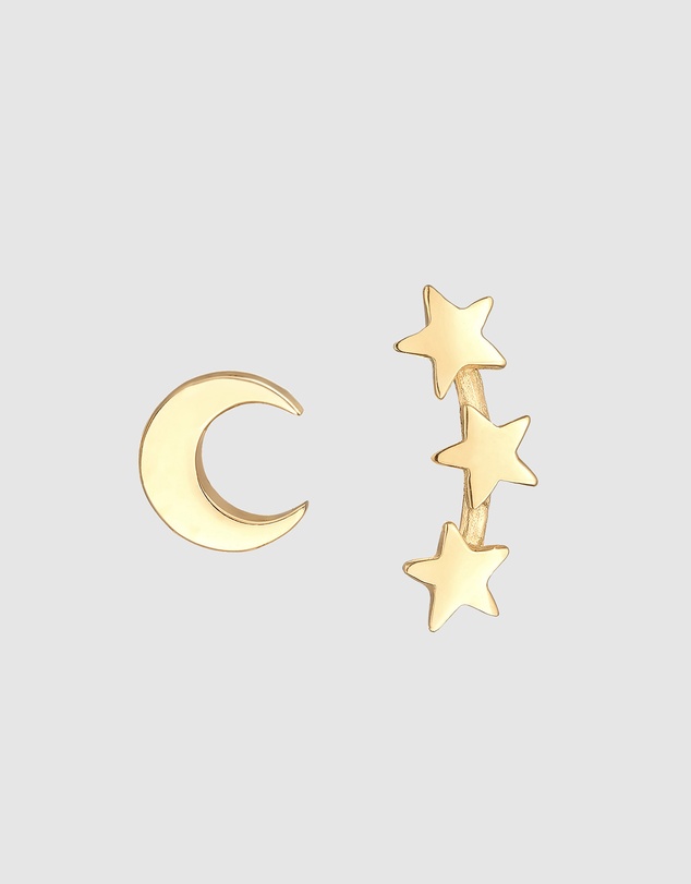 Elli Jewelry - Crescent Moon Stud Earrings in Gold-Plated 925 Silver