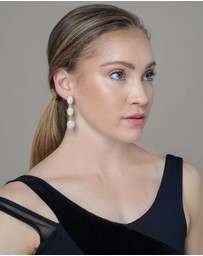 Meshca - 3 Stone Rainbow Moonstone Earrings