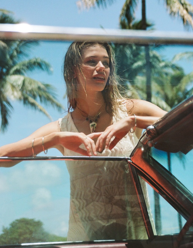 Poolside Paradiso - Mai Tai V Tunic Towelling Dress - Pearl
