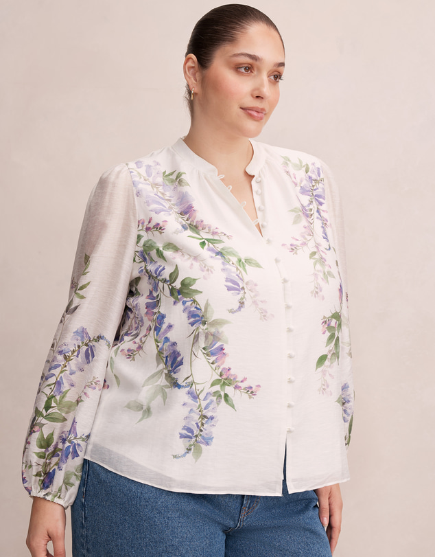 Forever New Curve - Dove Curve Placement Printed Blouse