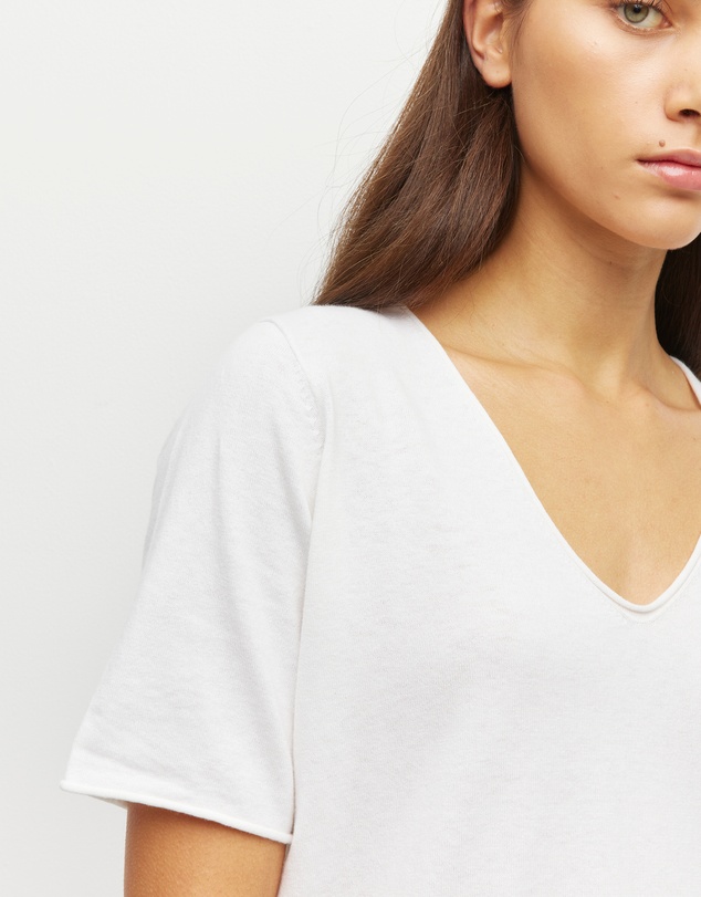 JH Lounge - JHL V-Neck T (Fine Cotton Cashmere) White