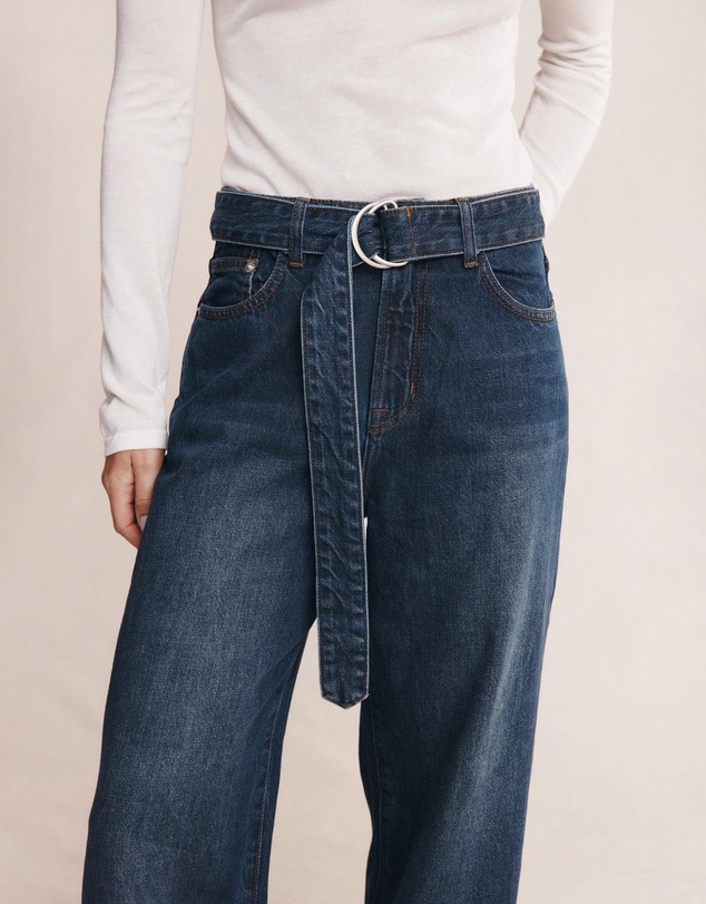 Marle - Belted Wide Leg Jeans