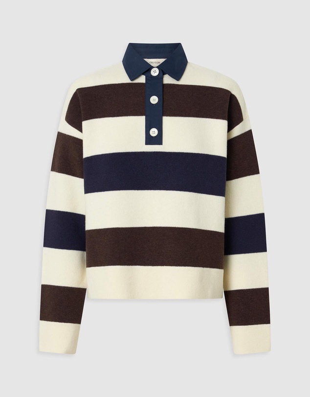 Oroton - Contrast Collar Rugby Knit Top