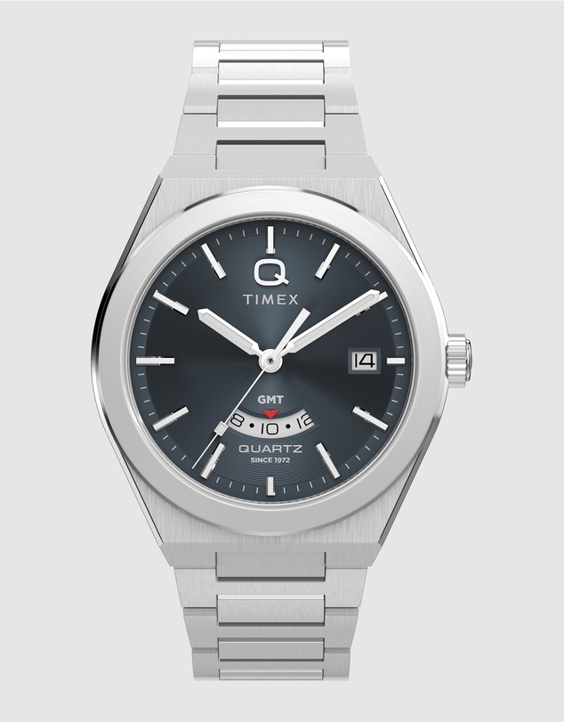 TIMEX - Q Timex® Continental GMT 39mm Stainless Steel Bracelet Watch