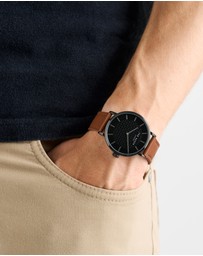 Ted Baker - Staciie Gents IP Black Tan Leather Watch