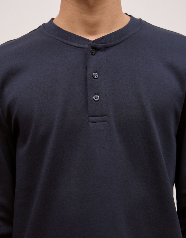 Trenery - Cotton Henley in Navy