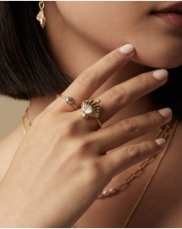 Wanderlust + Co - Sundaze Shell Gold Locket Ring