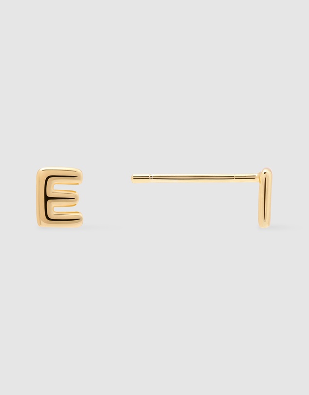 Wanderlust + Co - Alphabet Bubble Gold Stud Earrings - Letter E