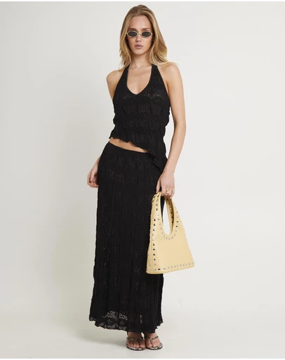 Subtitled - Amore Asymmetrical Textured Maxi Skirt