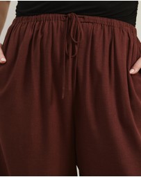Atmos&Here Curvy - Tenley Wide Leg Drawstring Linen Blend Pants
