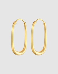 Elli Jewelry - Earrings Creoles Oval Elegant Timeless Basic in 925 Sterling Silver Gold Plated