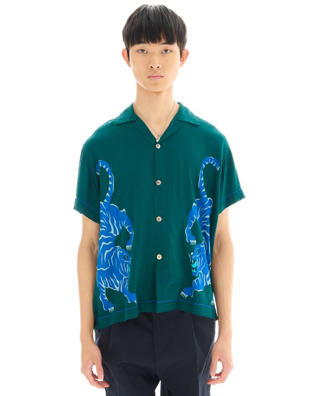 THE TALES - Crouching Tiger Emerald Camp Shirt