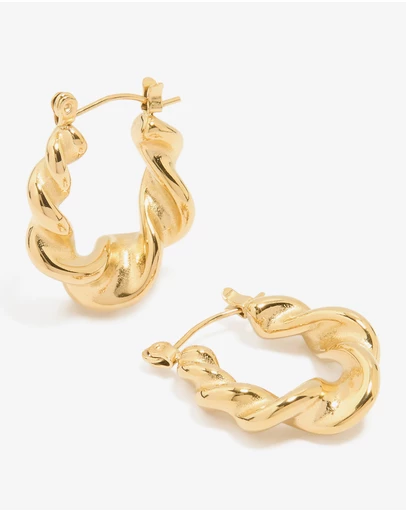 Lovisa - Waterproof Gold Plated Stainless Steel Smooth Large Twisted Hoop Earrings
