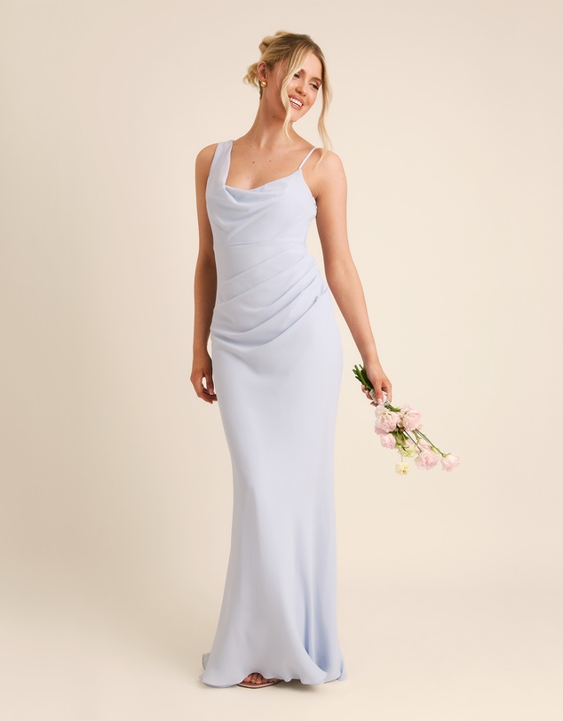 Six Stories - Cowl Front Asymmetrical Chiffon Bridesmaid Dress