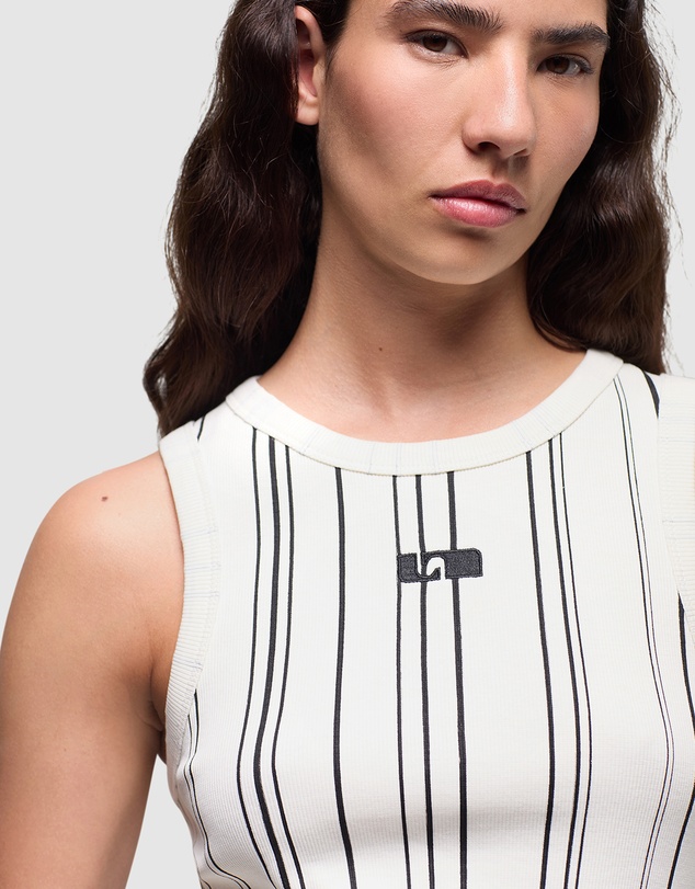 Laagam - Striped Embroidered Logo Top