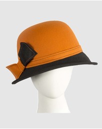 Max Alexander - Winter Felt Orange/Black Cloche Hat