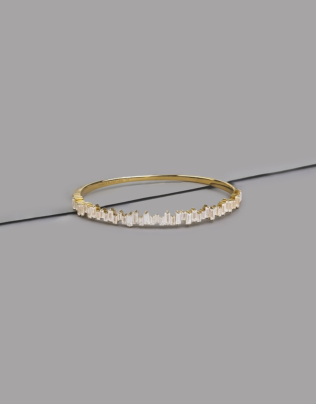 Wanderlust + Co - Jagged Baguette 14K Gold Vermeil Bangle