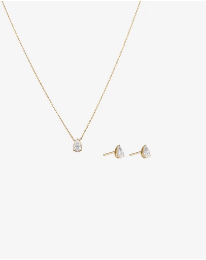 Michael Hill - 0.64 Carat TW Laboratory-Grown Diamond Pear Pendant and Earrings Box Set in 10kt Yellow Gold