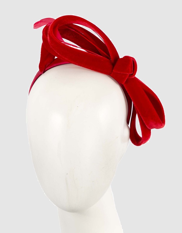 Max Alexander - Large Red Velvet Bow Racing Fascinator