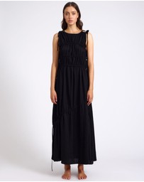 ONE TEASPOON - Evelyn Gathered Ruched Maxi Dress - Black