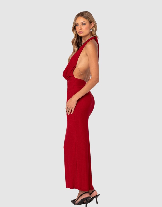 EDIKTED - Cowl Neck Open Back Maxi Dress
