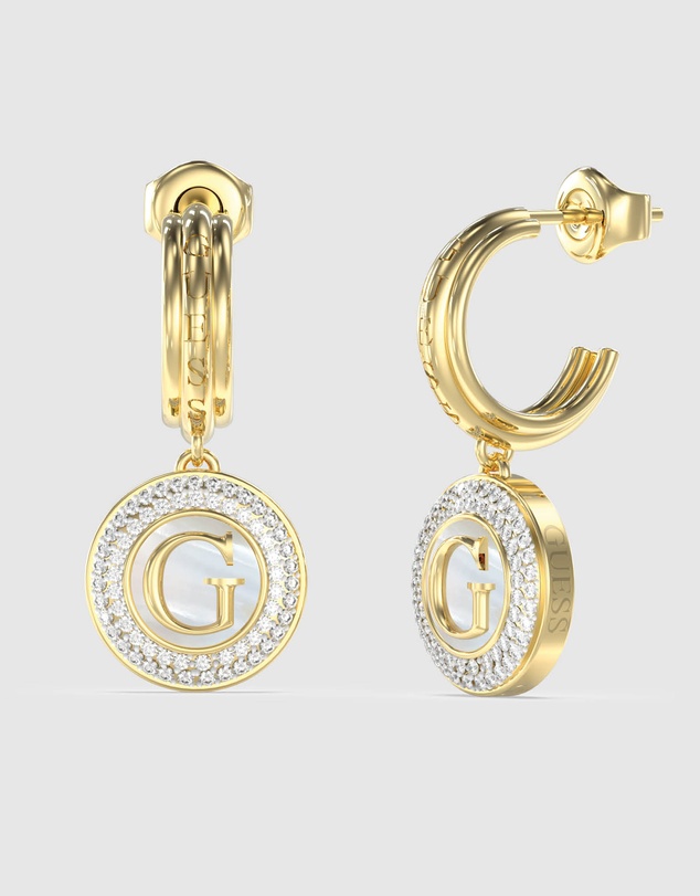 GUESS - Pearly G Coin Hoop Earrings