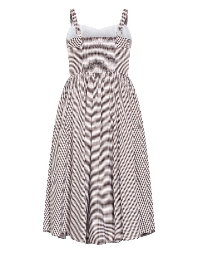 City Chic - Plus size Tessa Gingham Midi Dress - chocolate