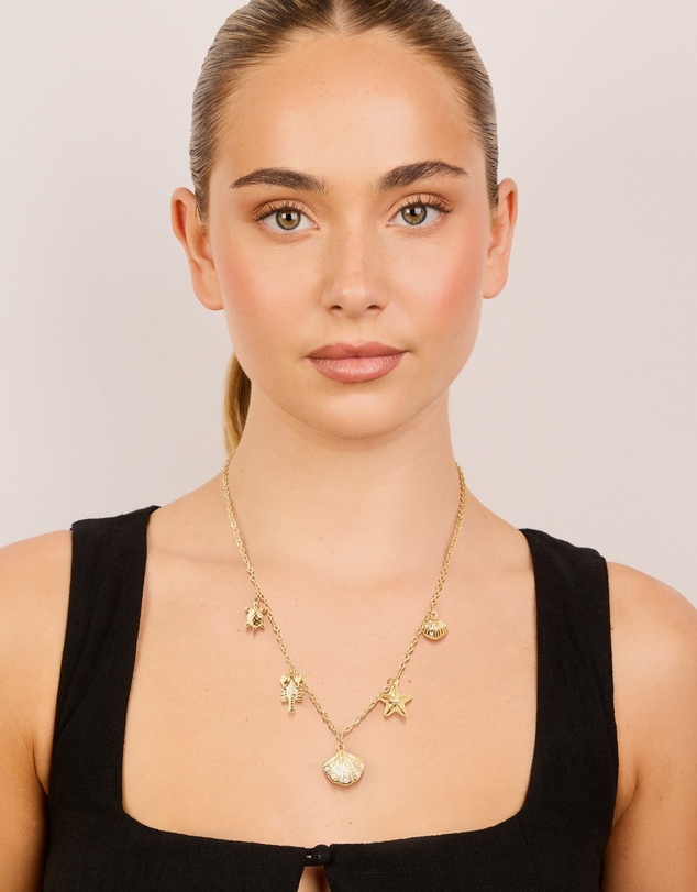 Lovisa - Waterproof Gold Plated Stainless Steel Sea Motif Charm Necklace