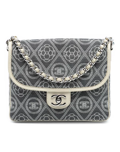 Pre-Loved by Azura Reborn - Pre-Loved Camellia Printed Canvas Double Side Flap