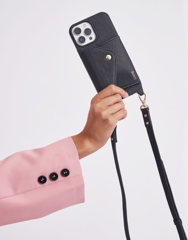 LOUVE COLLECTION - Leather Phone Case Wallet & Strap + Gaia Gold-Plated Crossbody Chain