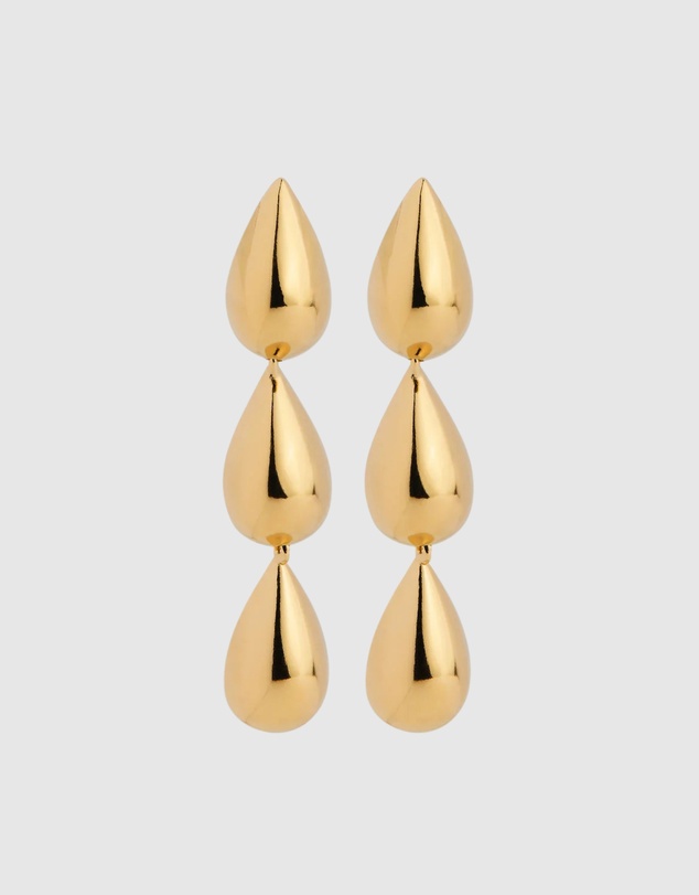 Najo - Liora Triple Drop Yellow Gold Stud Earring