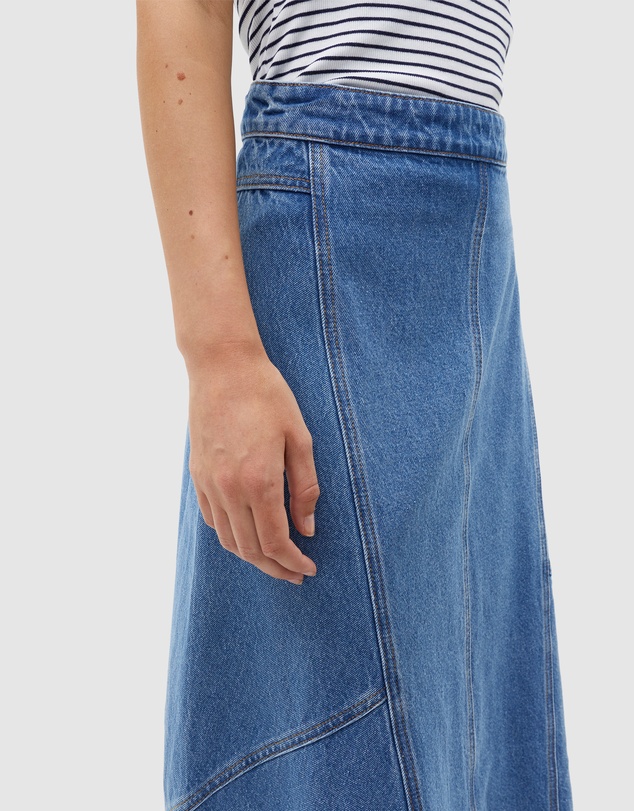 Seed Heritage - Denim Flare Midi Panel Skirt