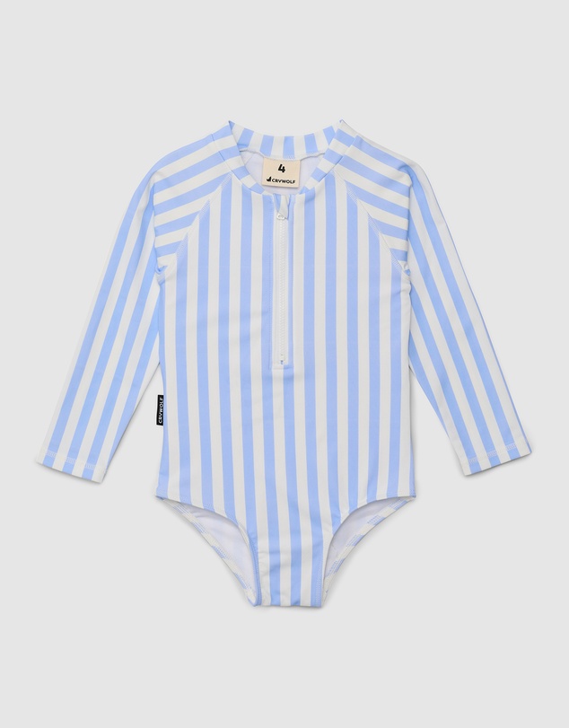 Crywolf - LONG SLEEVE SWIMSUIT Sky Blue Stripe