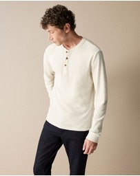 Trenery - Australian Cotton Waffle Henley in White
