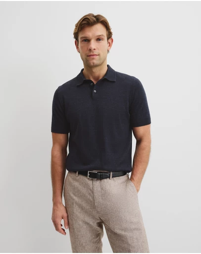Country Road - Australian Merino Short Sleeve Button Knit Polo