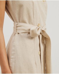 Atmos&Here - Dasha Scoop Neck Linen Blend Midi Dress