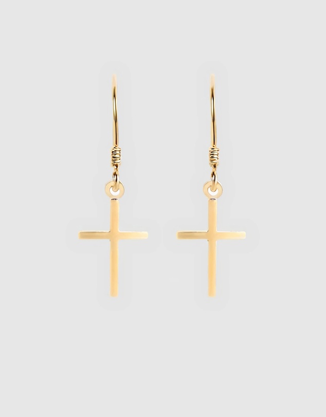 Ichu - Tiny Cross Earrings Gold