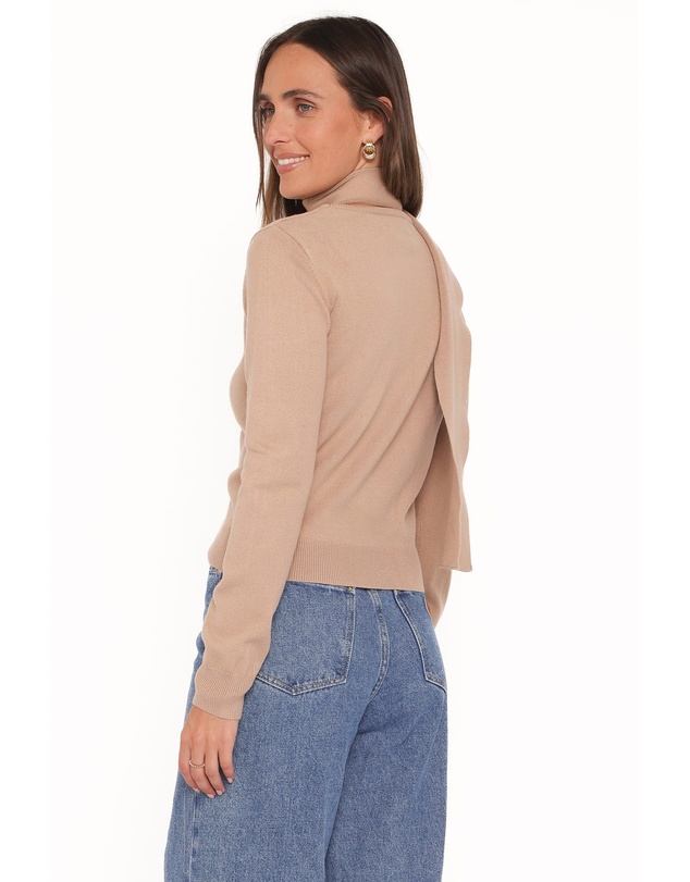 Petal & Pup - Gunhild Asymmetrical Scarf Cardigan - Beige