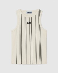 Laagam - Striped Embroidered Logo Top