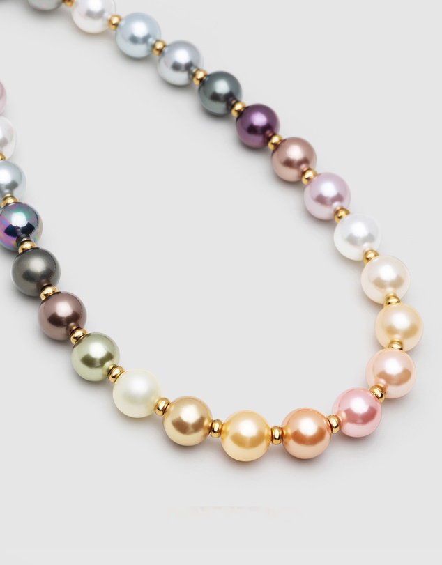 Nialaya Jewellery - Pastel Pearl Necklace with Gold