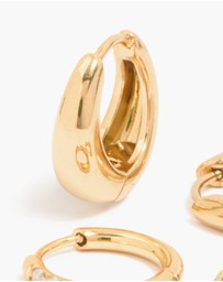 Lovisa - Waterproof Gold Plated Stainless Steel Cubic Zirconia & Chubby Huggie Earrings Set