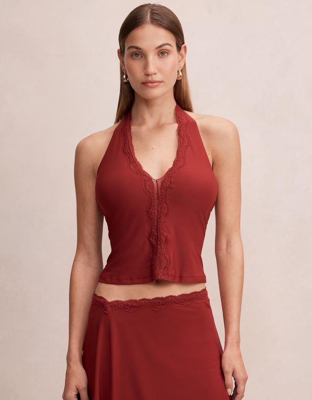 Forever New - Verity Lace Trim Halter Neck Top
