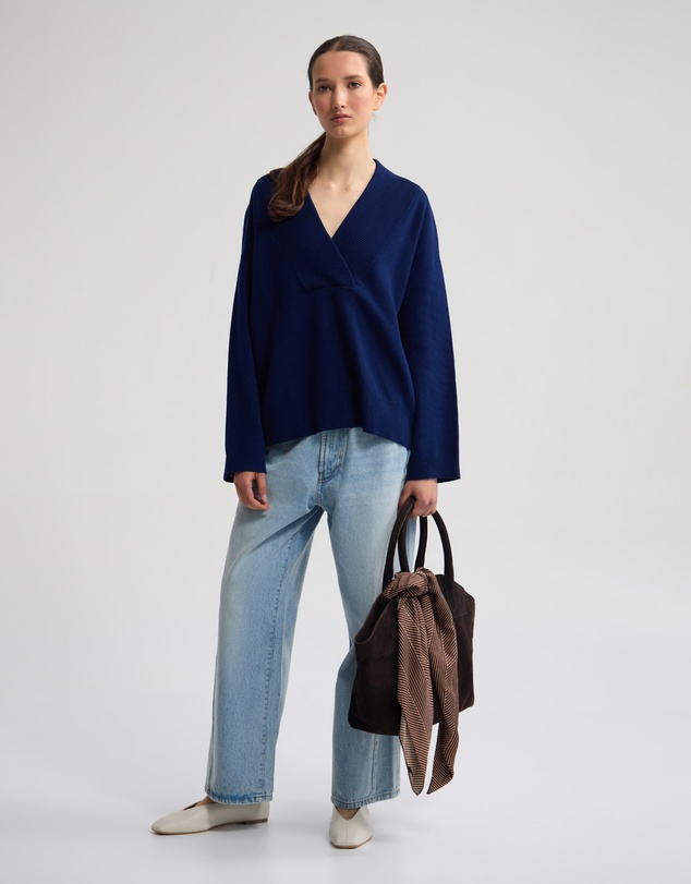 Oxford - Pia Cotton V-Neck Knit
