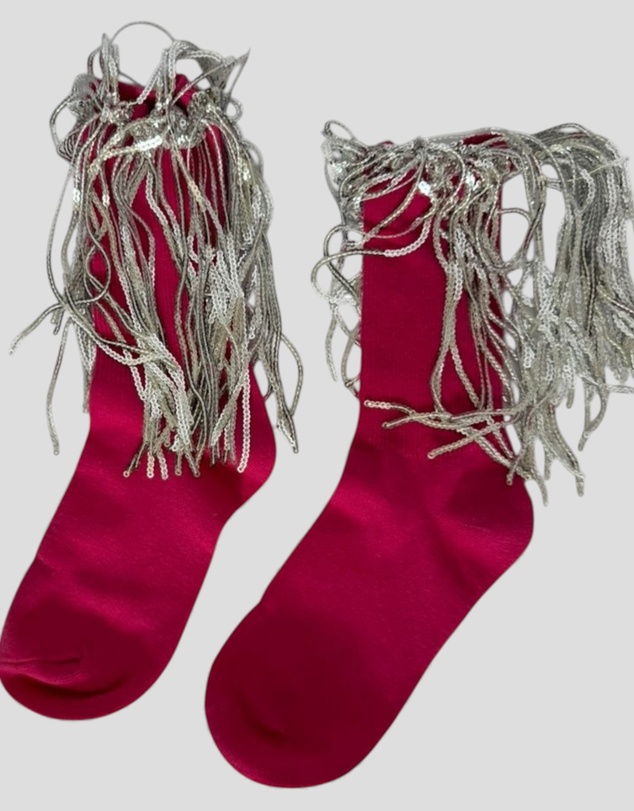 High Heel Jungle - Bowie Cotton Socks With Glitter Fringe
