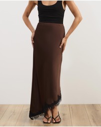 Atmos&Here - Leoni Asymmetric Lace Satin Skirt