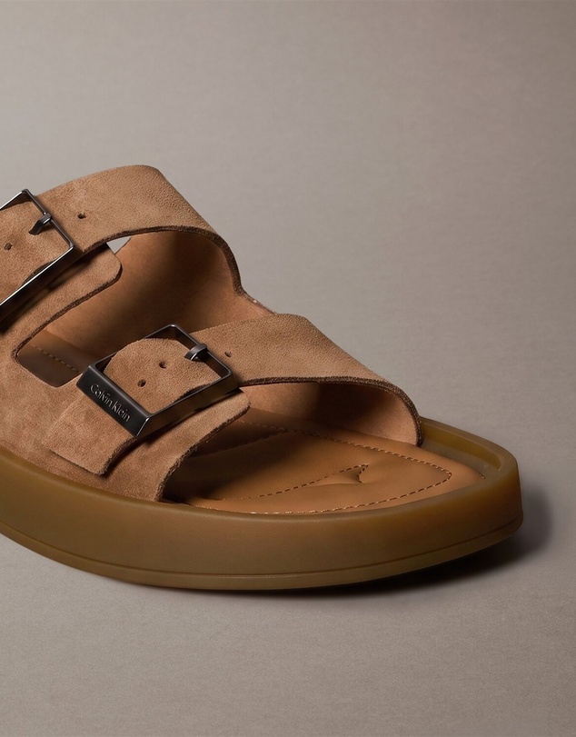 Calvin Klein - Double Bar Leather Sandals