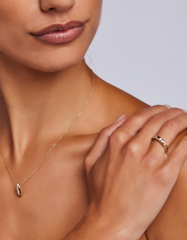 Zoe Olivia - 9K Gold Marquise Lab Grown Diamond Neckalce