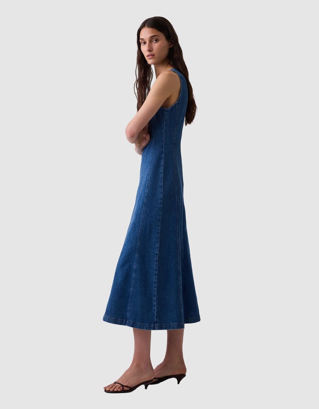 GAP - Sleeveless Seamed Denim Maxi Dress