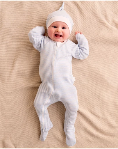 Purebaby - Zip Growsuit & Hat Set-Babies
