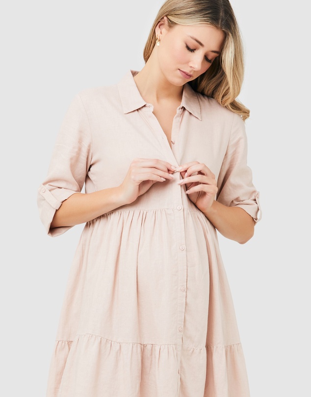 Ripe Maternity - Adel Linen Button Through Dress